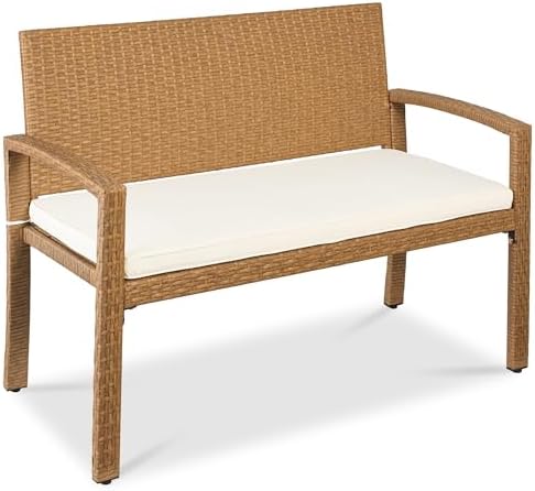 Outdoor Furniture Bench - Gartenbank für 2 Personen aus Korbgeflecht,