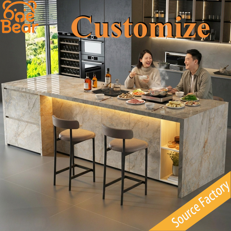 Outdoor Furniture Easy To Clean - Quadratische Massivmarmor-Inselarbeitsplatte Verdickte Steinplatte Leicht zu