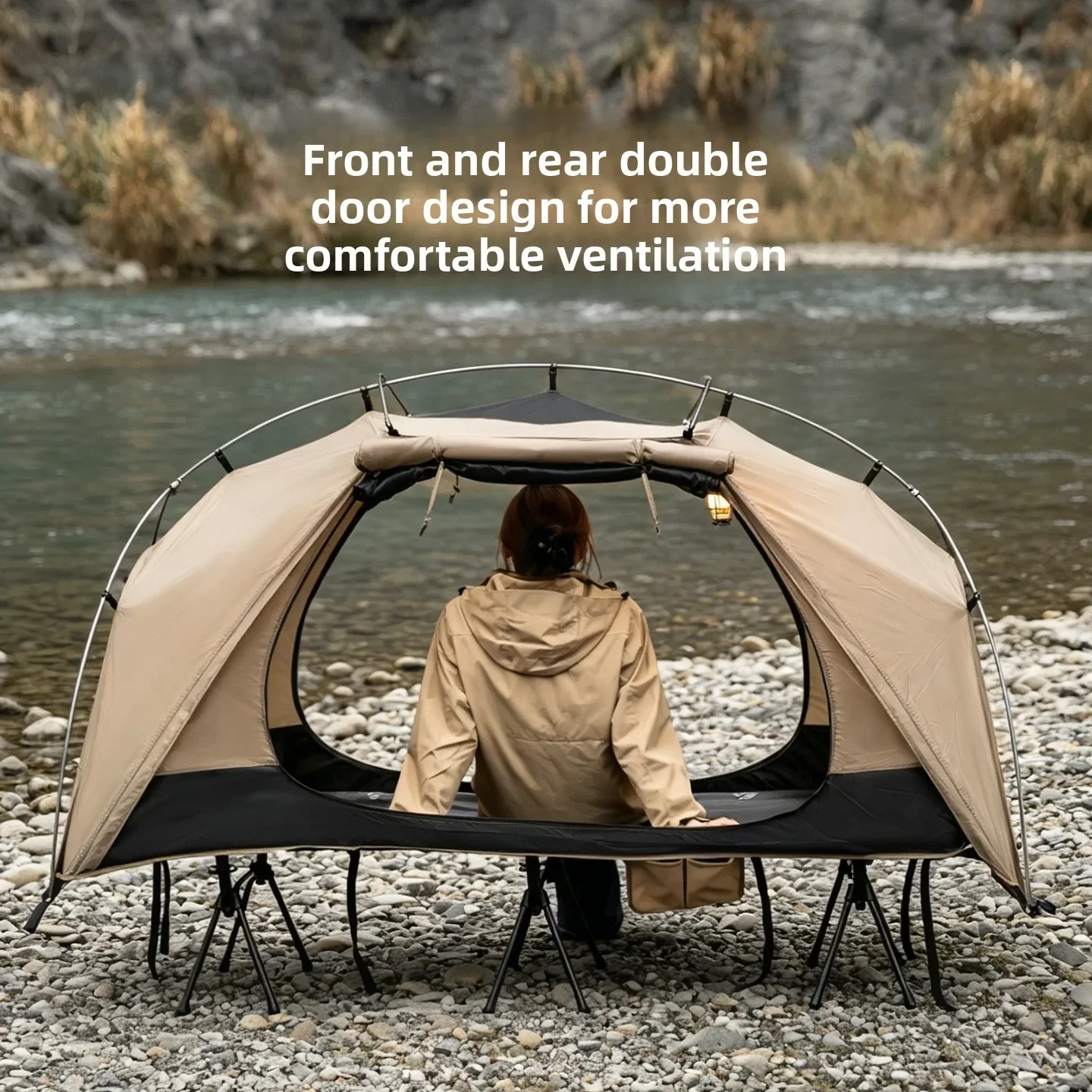 Outdoor Furniture Weatherproof - MOUNTAINHIKER Outdoor Campingbett-Zelt, Leichtes Wasserdichtes Einzel-Freizeitcampingzelt,