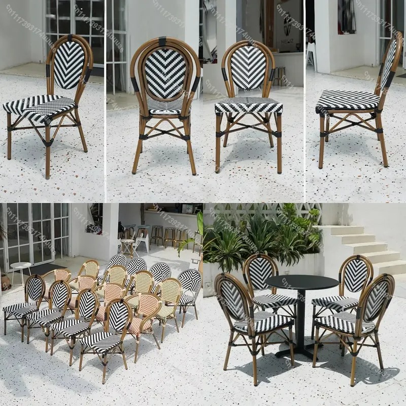 Outdoor Furniture Cafe - Stapelbarer Rattanstuhl im französischen Bistro-Stil für