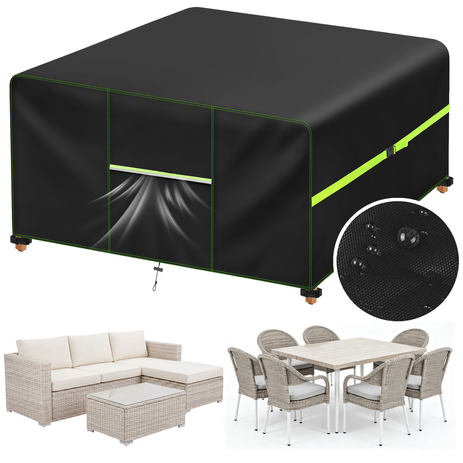 Outdoor Furniture Rattan - Gartenmöbel-Abdeckung mit Lüftungsöffnung, wasserdicht, für Terrasse,