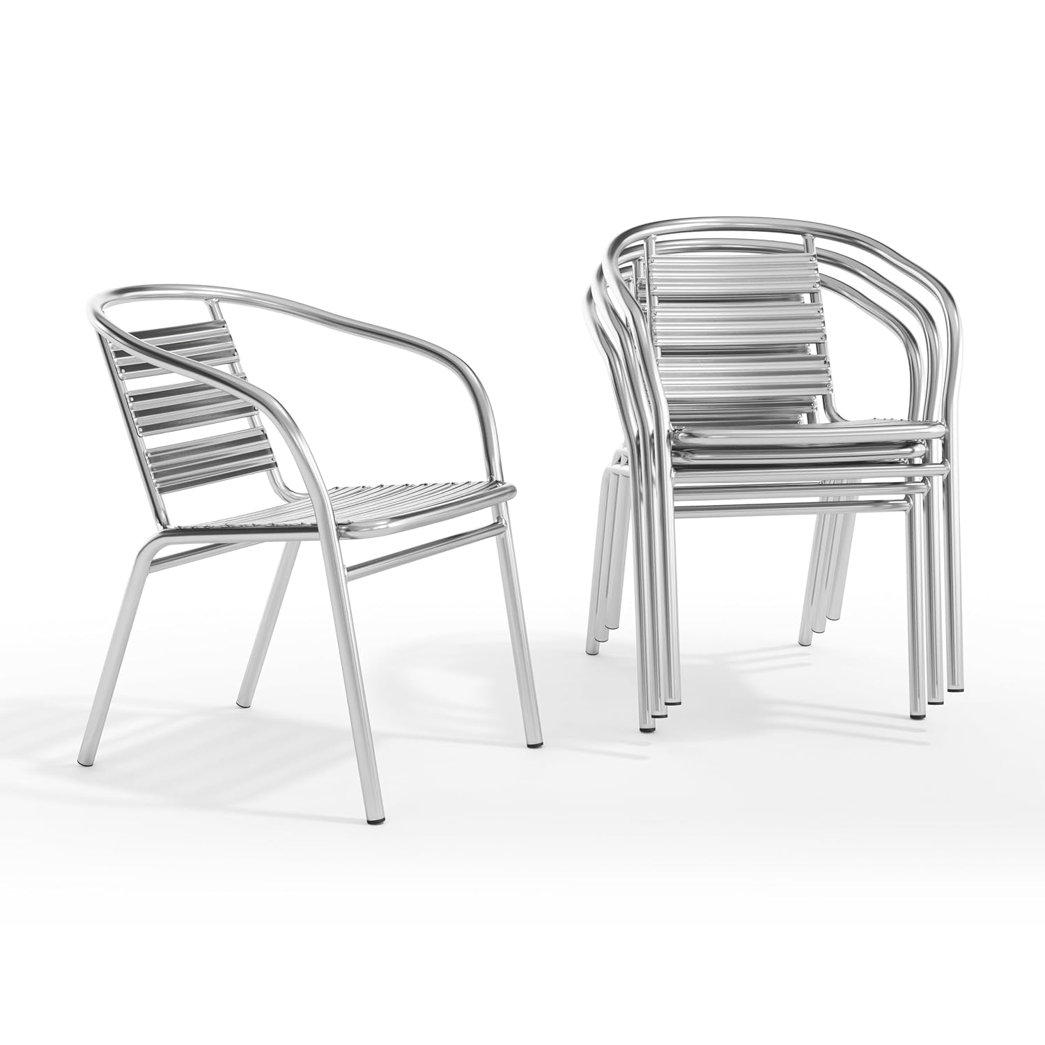 Outdoor Furniture Cafe - Stapelbares Aluminium-Außenstuhl-Set für Restaurants, 4-teilig, Terrassen-Esszimmerstuhl