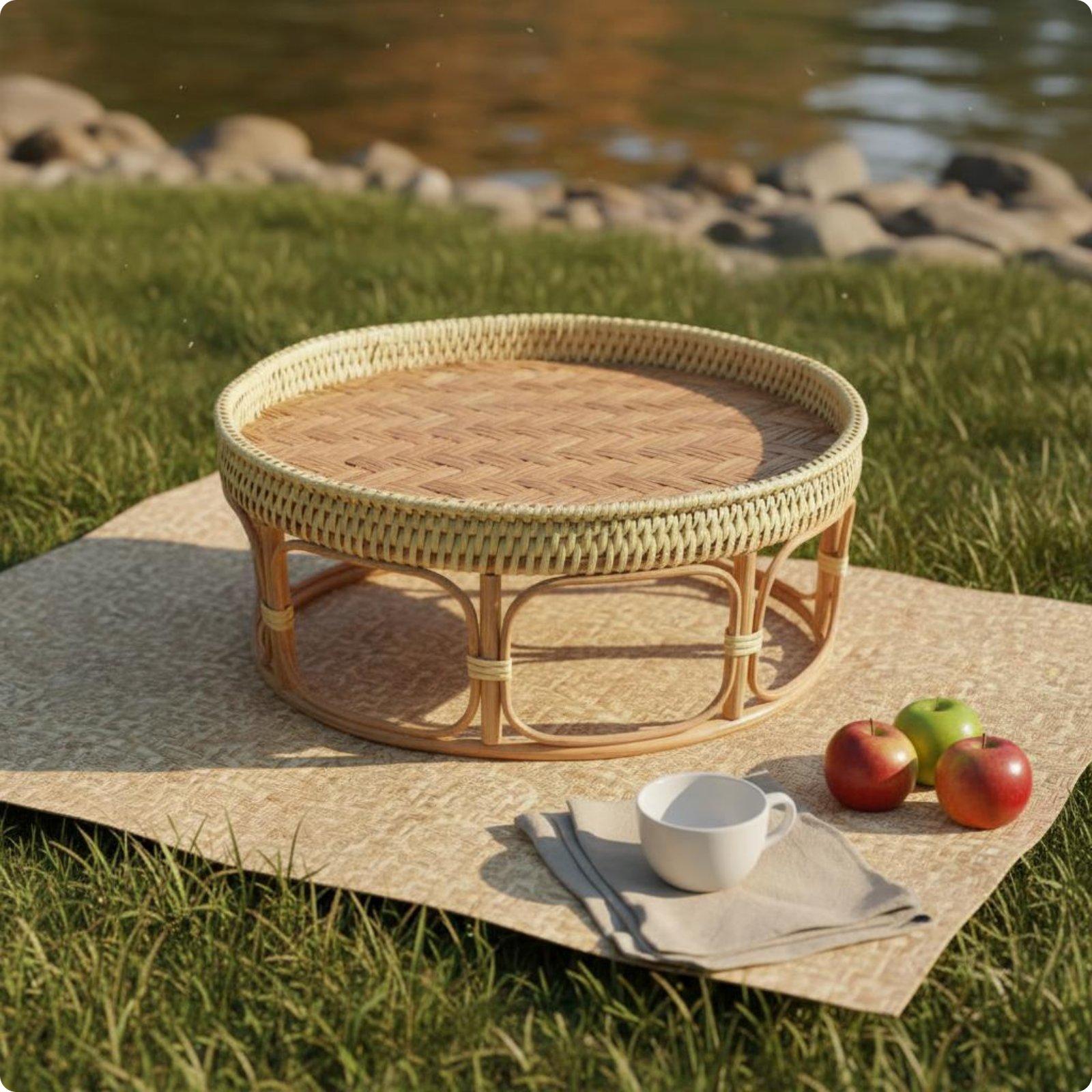 Outdoor Furniture Rattan - Rattan-Teetisch Leichter Picknick-Teetisch Tragbare Haushaltsmöbel für