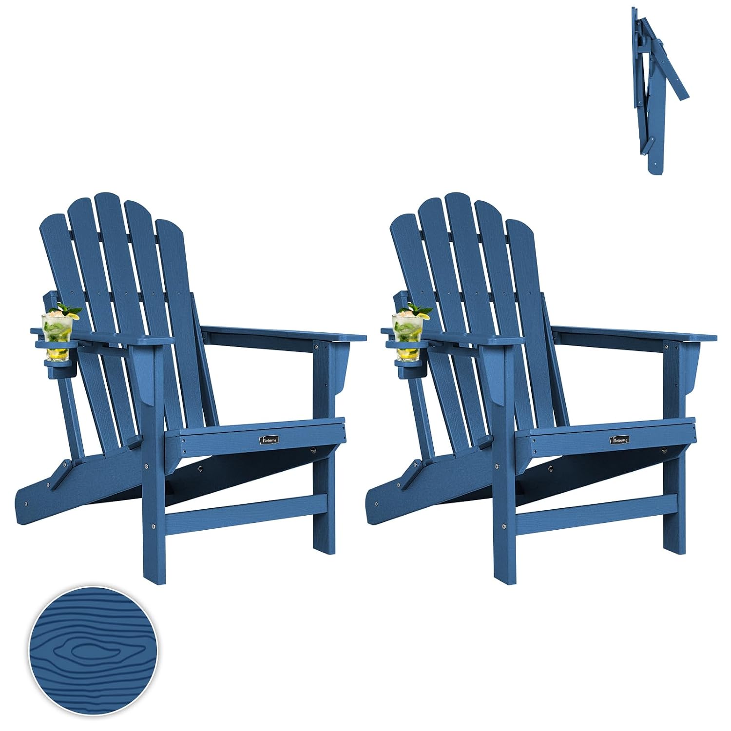 Outdoor Furniture Easy To Clean - Übergroßer Klappbarer Adirondack-Stuhl 2er-Pack 400LBS HDPE