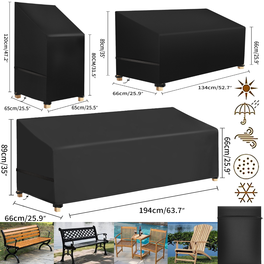 Outdoor Furniture Bench - Wasserdichte Gartenstuhl-Staubschutzhüllen Gartenmöbel-Schutz Outdoor-Sofa Regen- &