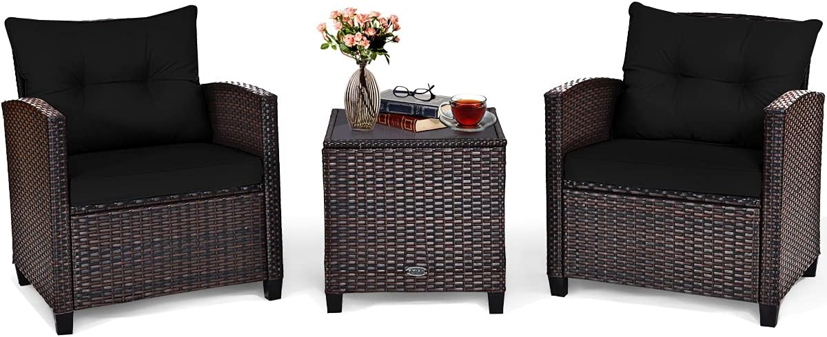 Outdoor Furniture Rattan - 3-teiliges Terrassenmöbel-Set, 3-teiliges Outdoor-Sofa-Set aus PE-Rattan-Geflecht