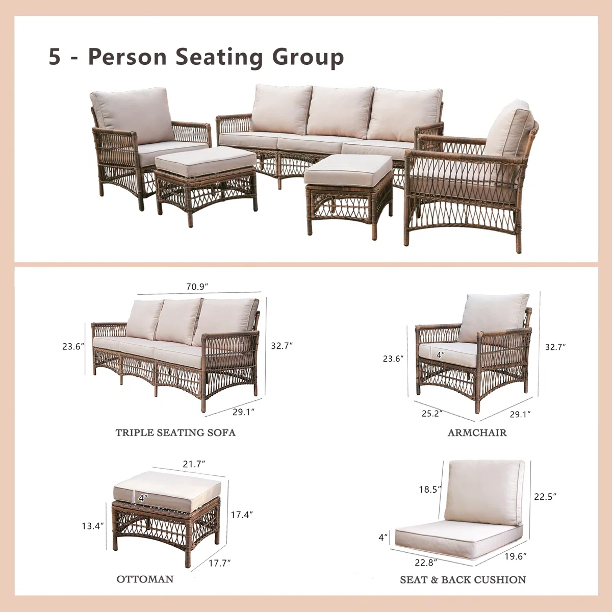！@Dwoo Langlebiges 5-teiliges  – Outdoor Furniture Easy To Clean Bewertung und Preis