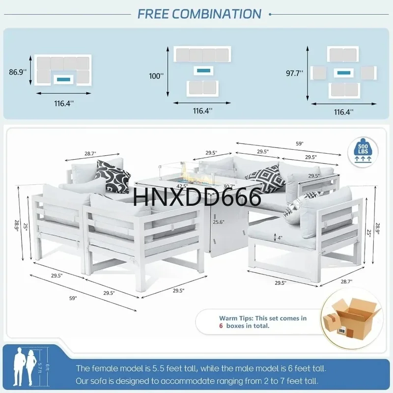 7-teiliges Aluminium-Gartenmöb – Outdoor Furniture With Fire Pit Table Bewertung und Preis