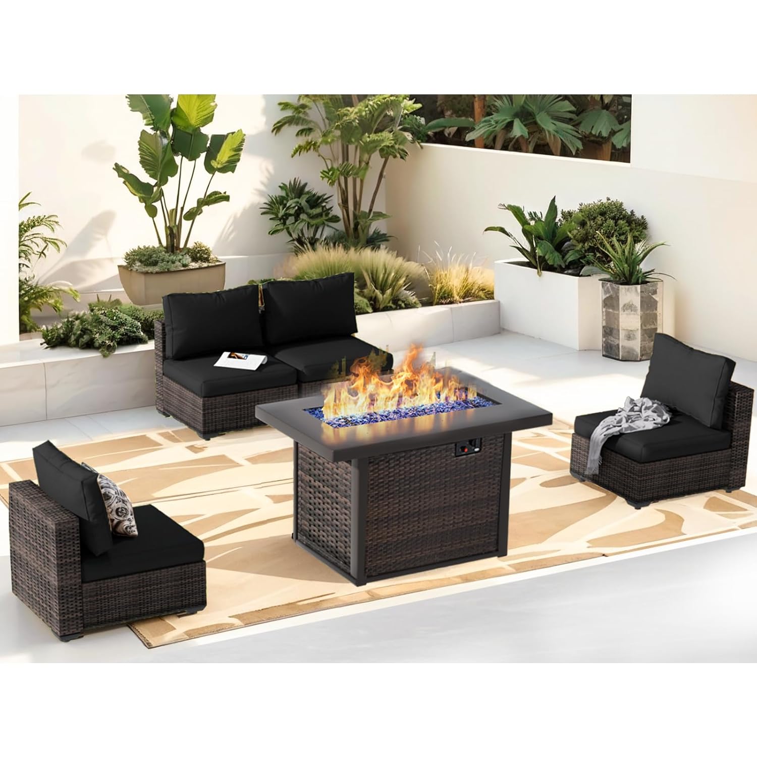 Outdoor-Sitzgruppe, 5-teiliges – Outdoor Furniture With Fire Pit Table Bewertung und Preis
