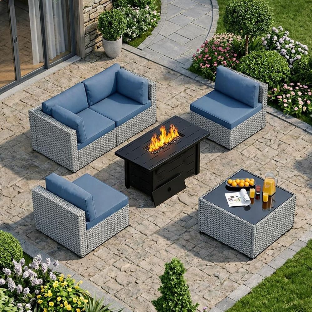 5-teiliges Gartenmöbel-Set mit – Outdoor Furniture With Fire Pit Table Bewertung und Preis