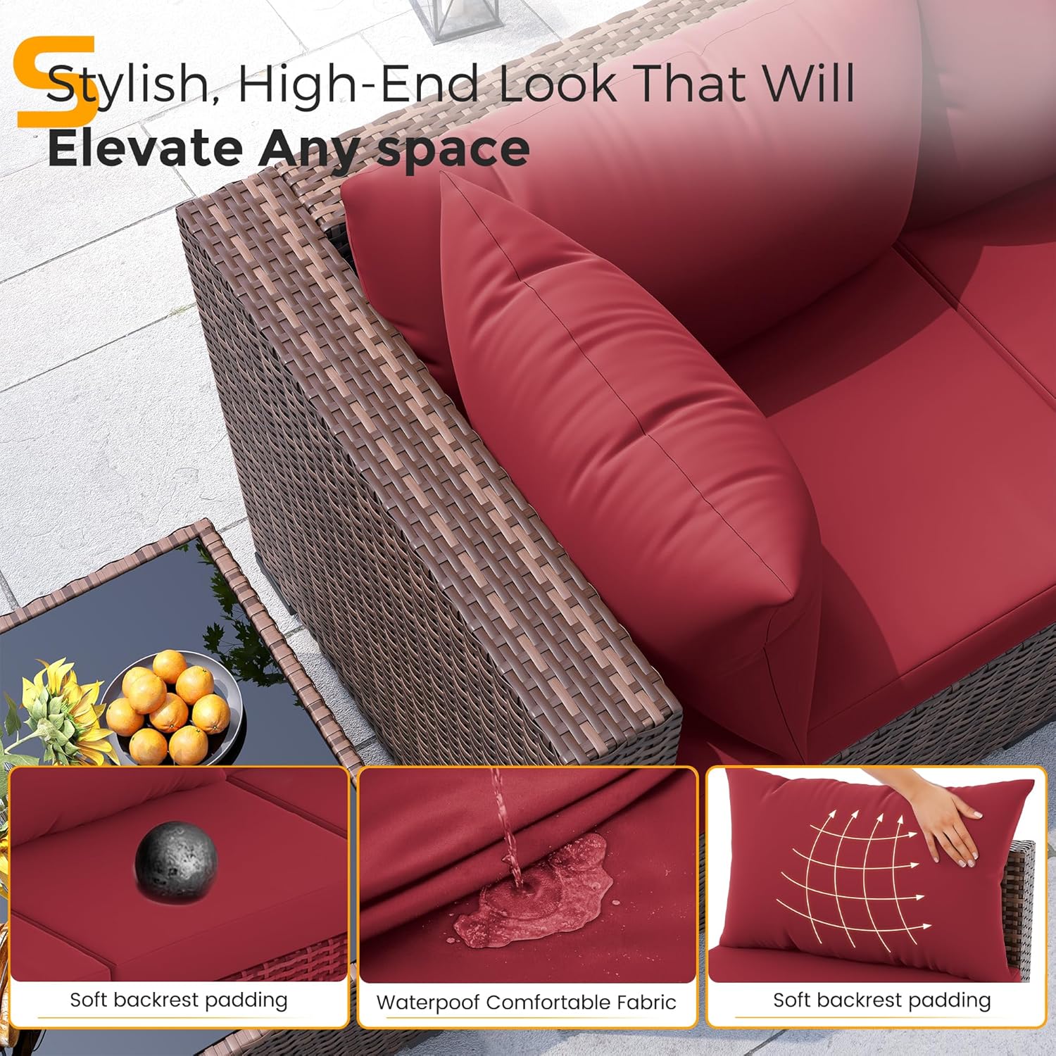 8-teiliges Allwetter-Rattan-So – Outdoor Furniture With Fire Pit Table Bewertung und Preis