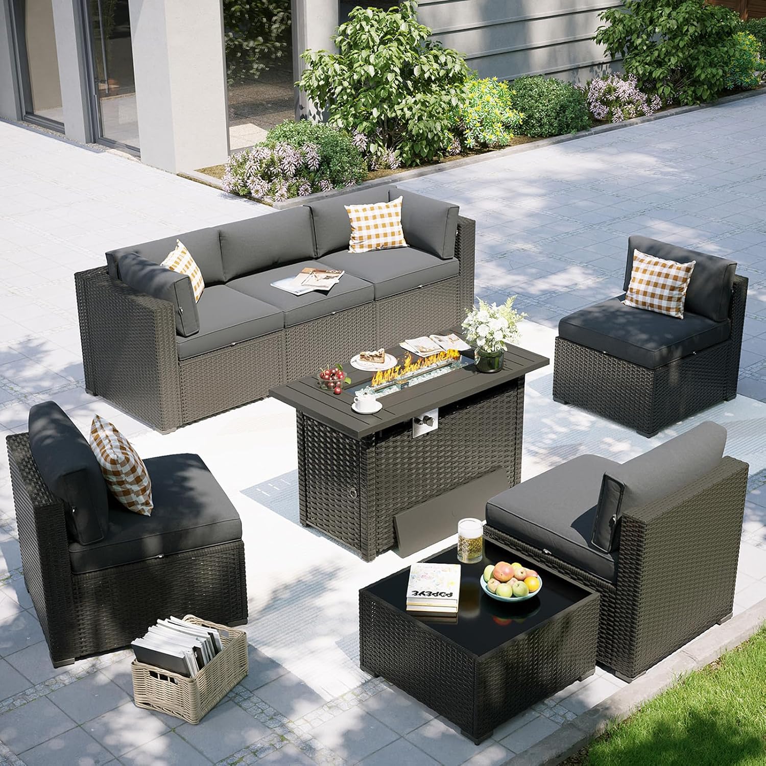 Terrassenmöbel-Set mit Feuerti – Outdoor Furniture With Fire Pit Table Bewertung und Preis