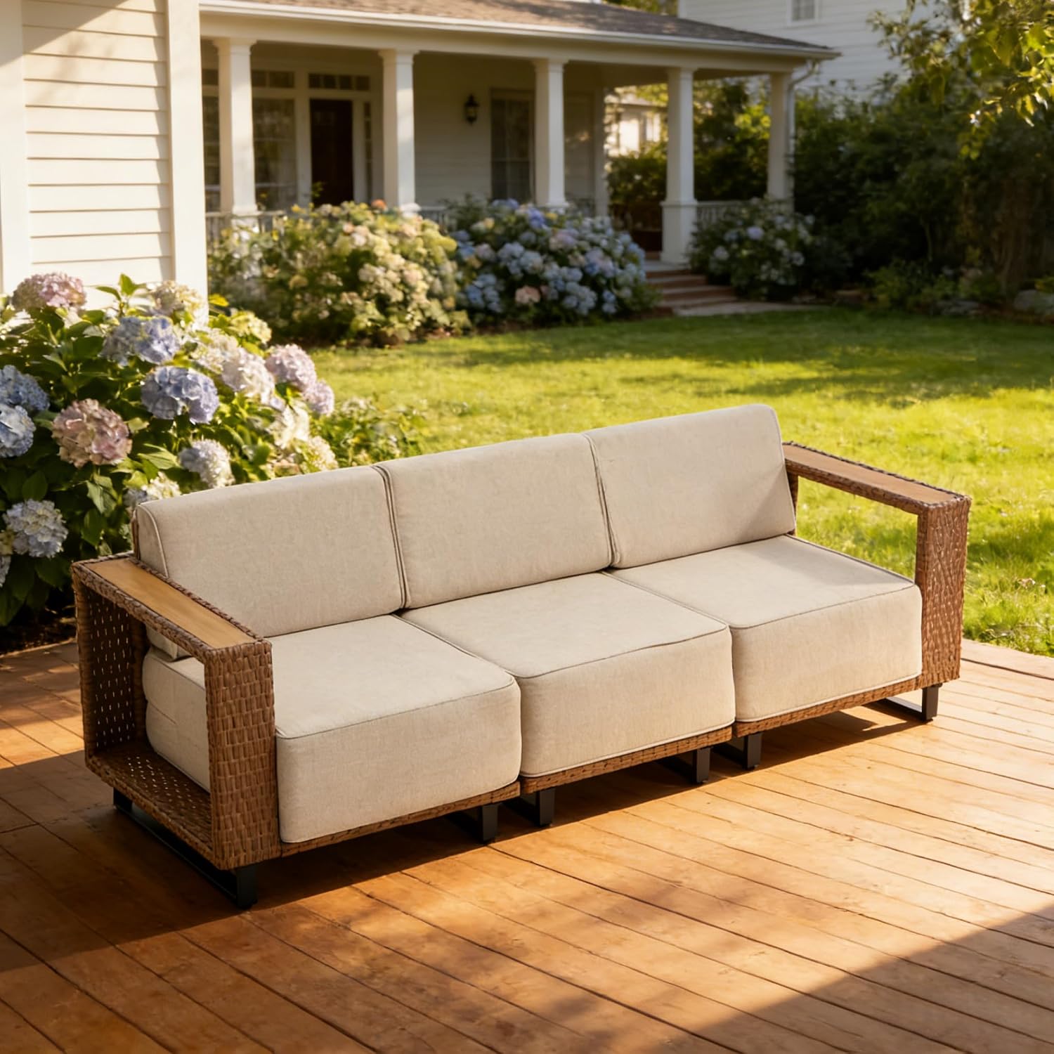3-teiliges PE-Rattan Wetterfes – Outdoor Furniture Rattan Bewertung und Preis
