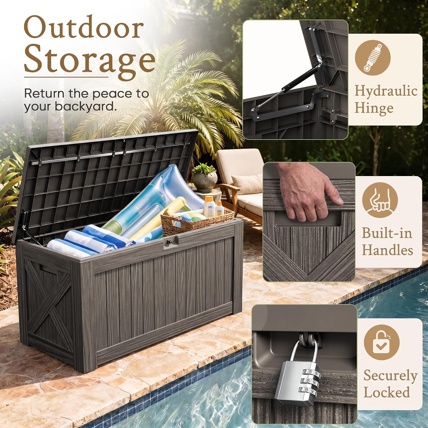 120 Gallonen Große Terrassenbo – Outdoor Furniture Bench Bewertung und Preis