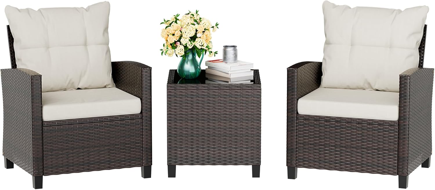 Beigefarbenes, kompaktes 3-tei – Outdoor Furniture Rattan Bewertung und Preis
