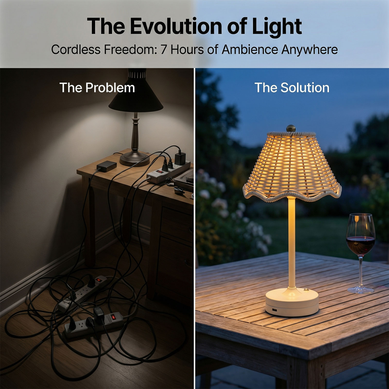 LED Vintage Rattan Tischlampe  – Outdoor Furniture Cafe Bewertung und Preis
