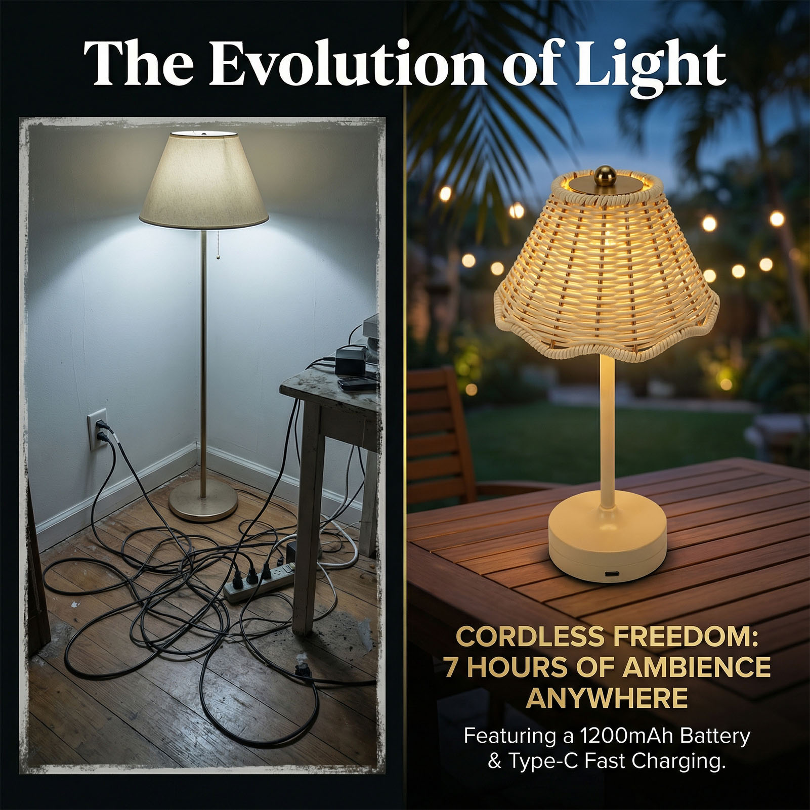 LED Vintage Rattan Tischlampe  – Outdoor Furniture Cafe Bewertung und Preis