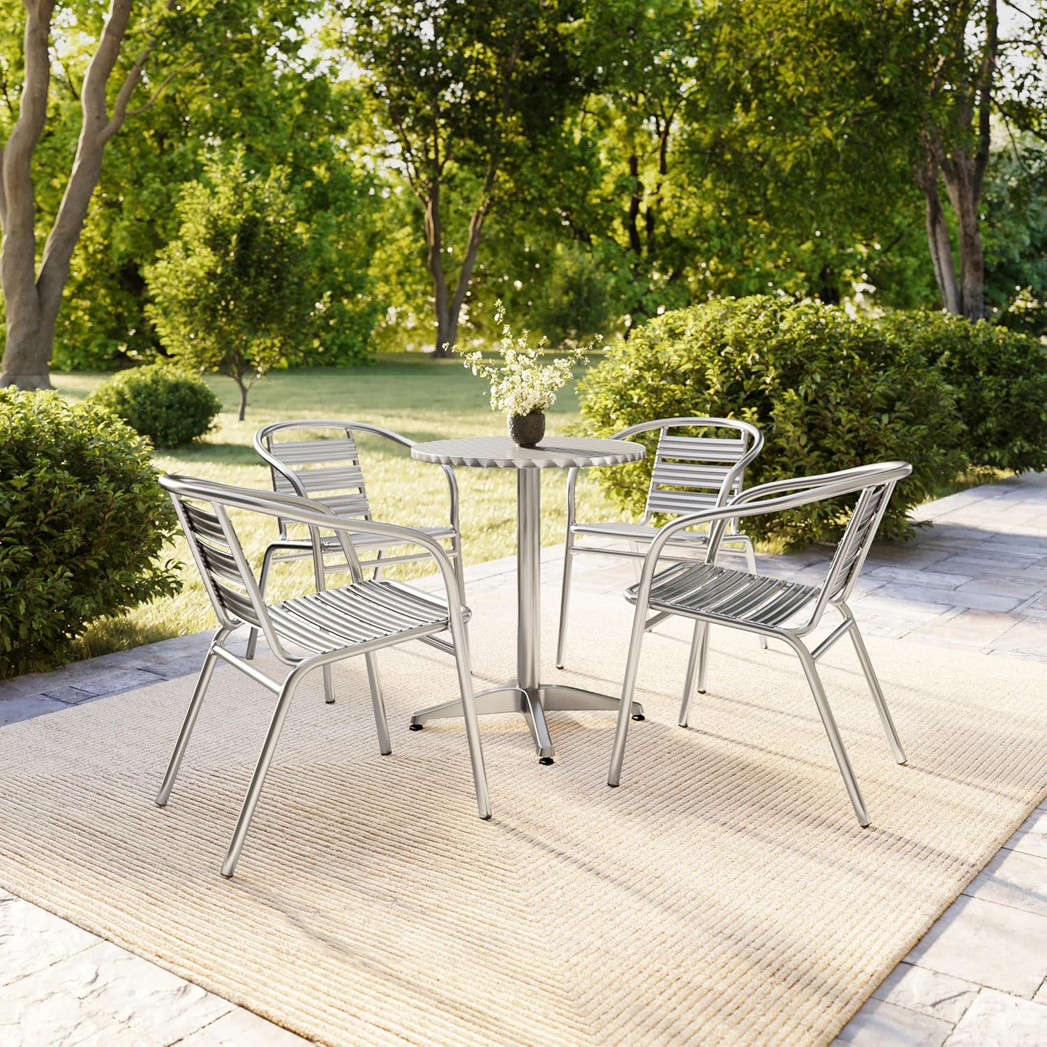 Stapelbares Aluminium-Außenstu – Outdoor Furniture Cafe Bewertung und Preis