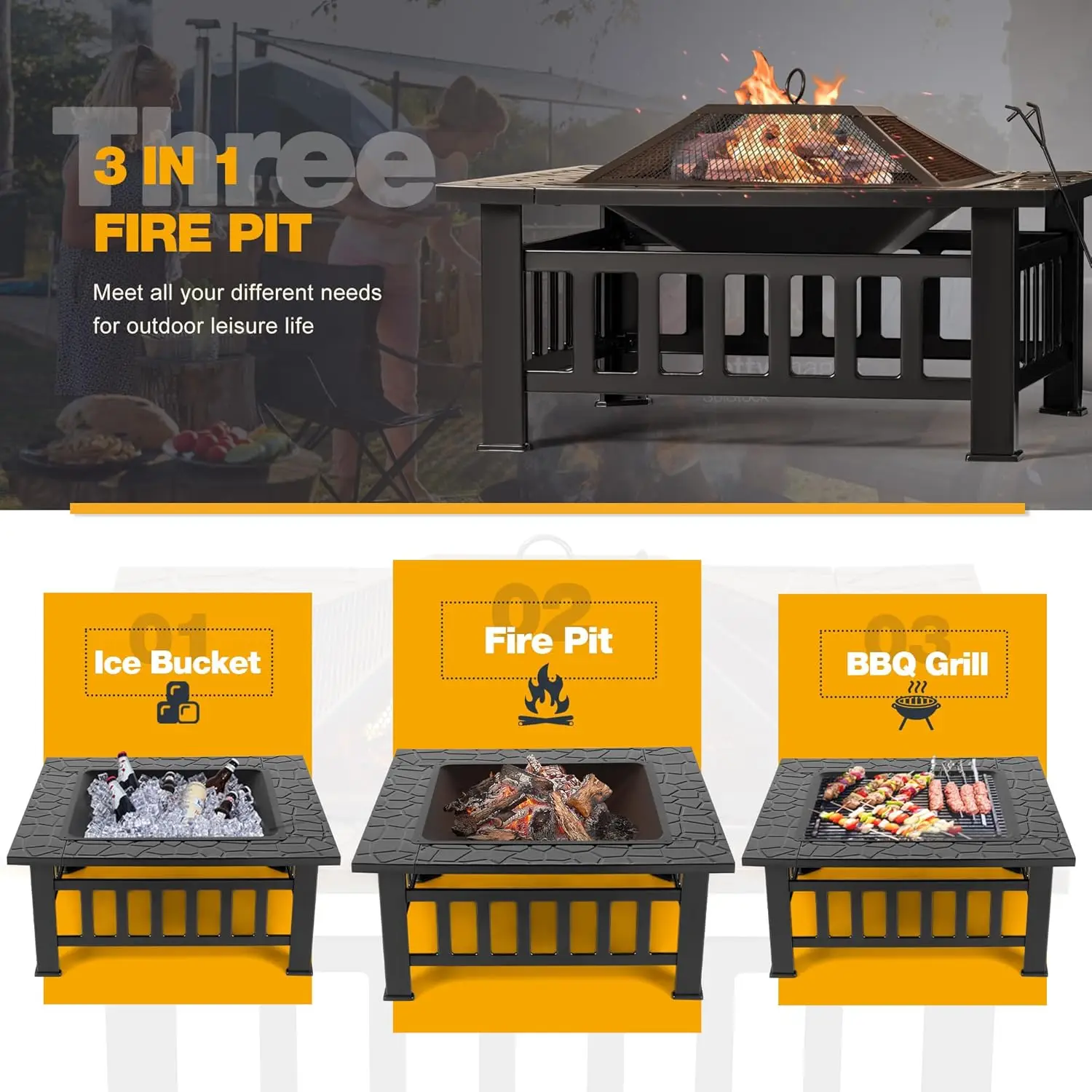 Outdoor-Feuerstelle, 32 Zoll F – Outdoor Furniture With Fire Pit Table Bewertung und Preis