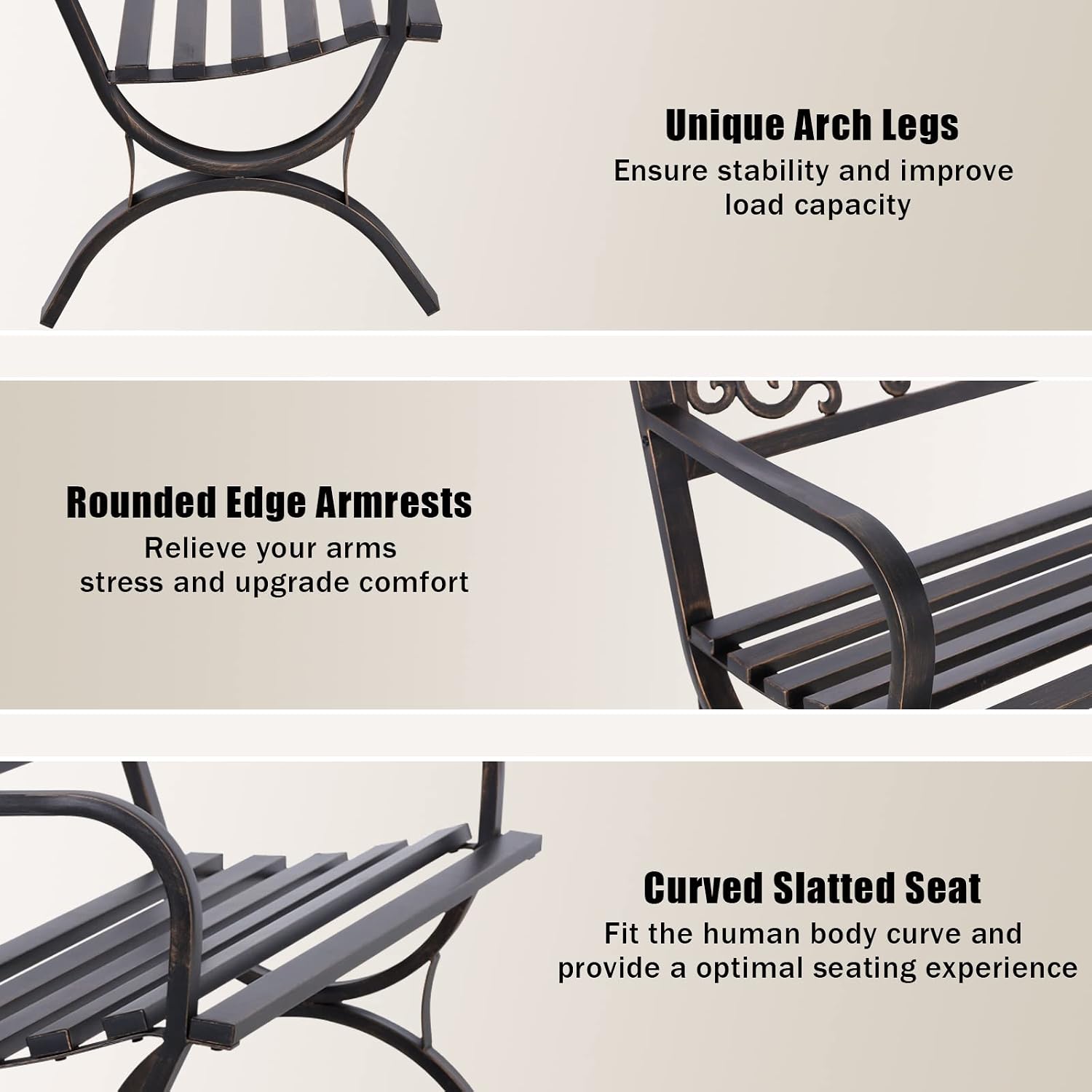 Bronzene 50-Zoll-Gartenbank fü – Outdoor Furniture Bench Bewertung und Preis