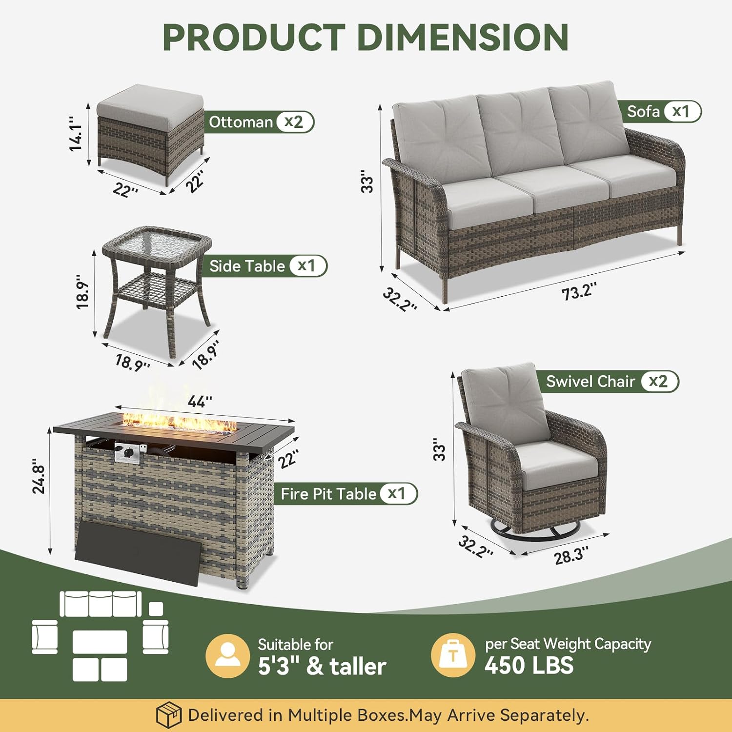 7-teiliges Gartenmöbel-Set aus – Outdoor Furniture With Fire Pit Table Bewertung und Preis
