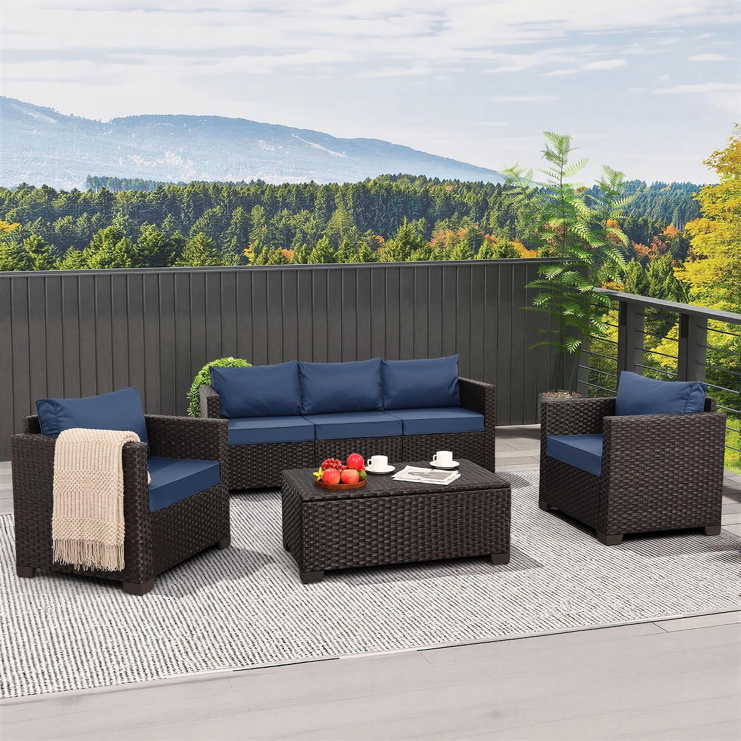 4-teiliges Gartenmöbel-Set, 45 – Outdoor Furniture With Fire Pit Table Bewertung und Preis