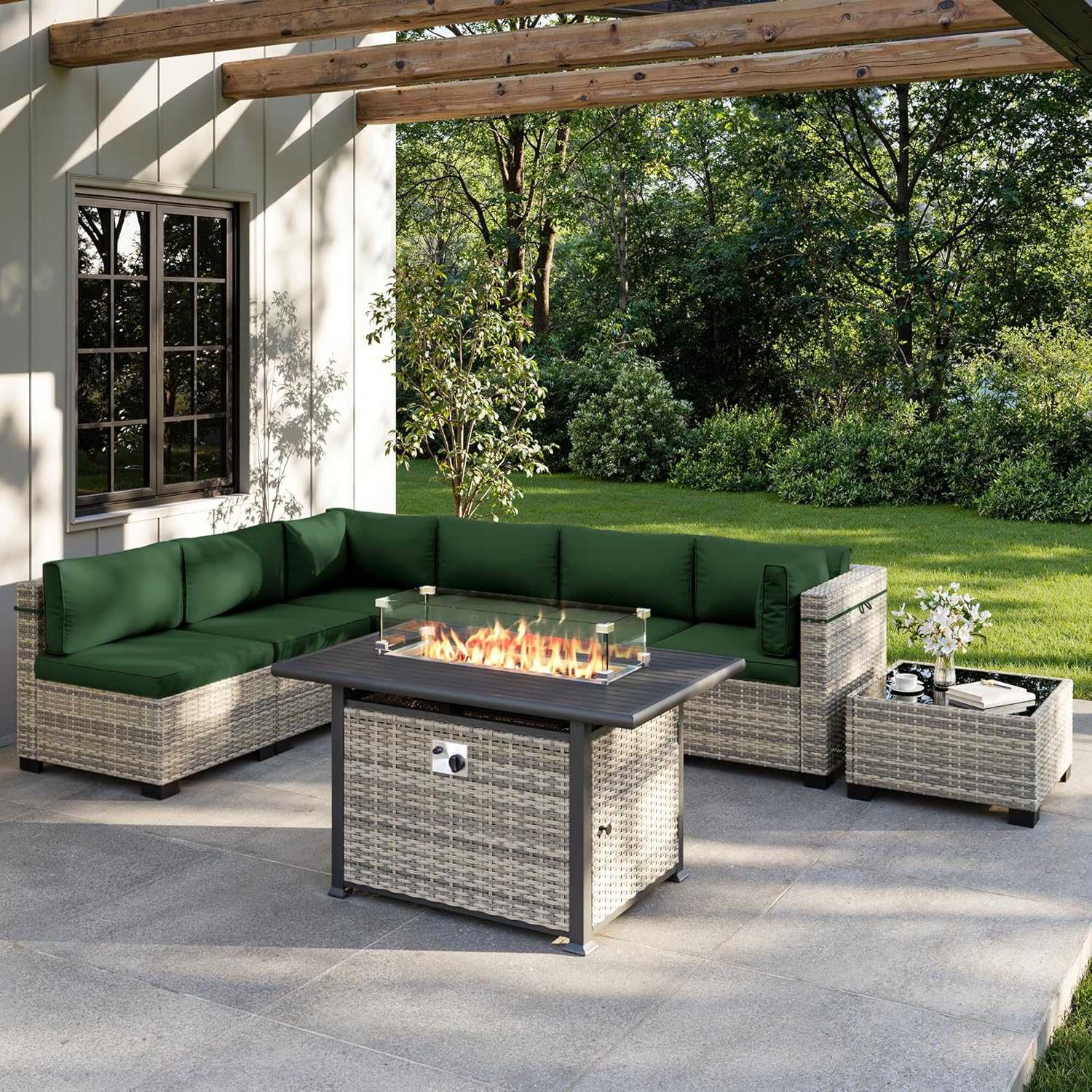 8-teiliges Outdoor-Gartenmöbel – Outdoor Furniture With Fire Pit Table Bewertung und Preis
