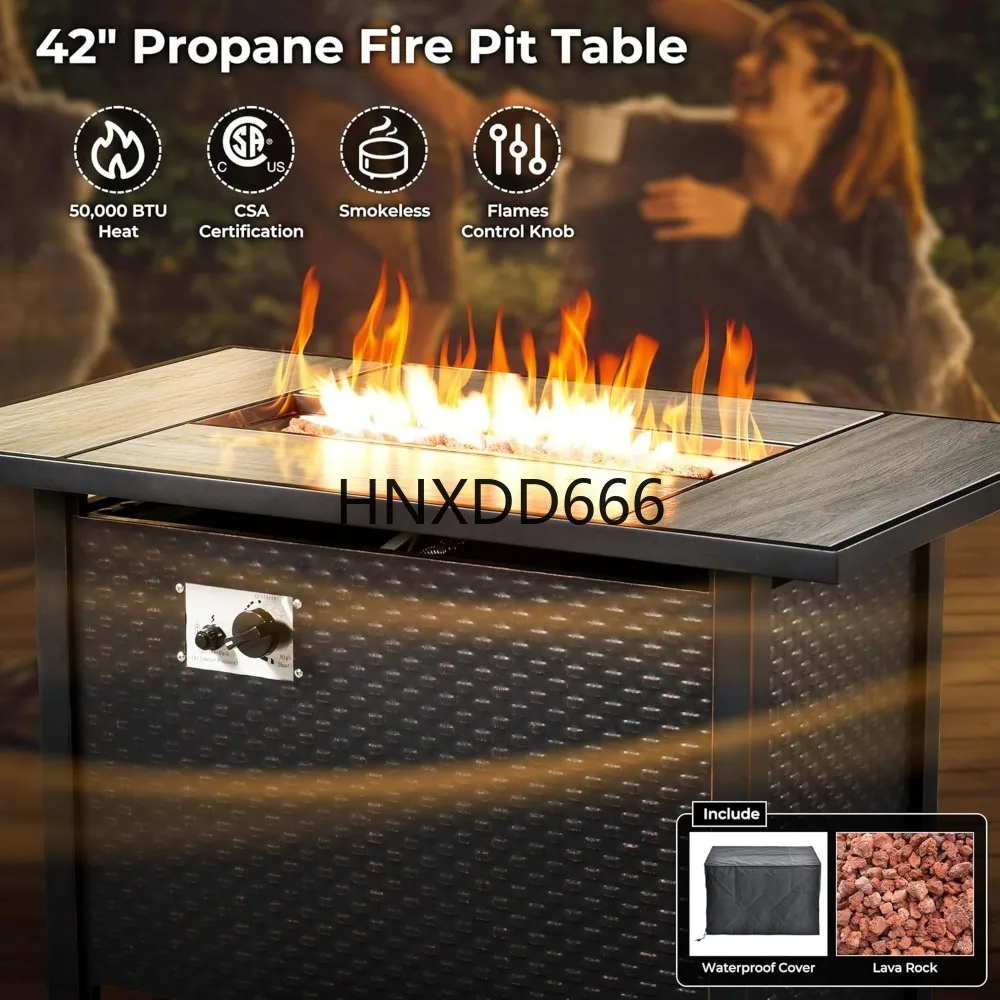 8-teiliges Gartenmöbel-Set mit – Outdoor Furniture With Fire Pit Table Bewertung und Preis