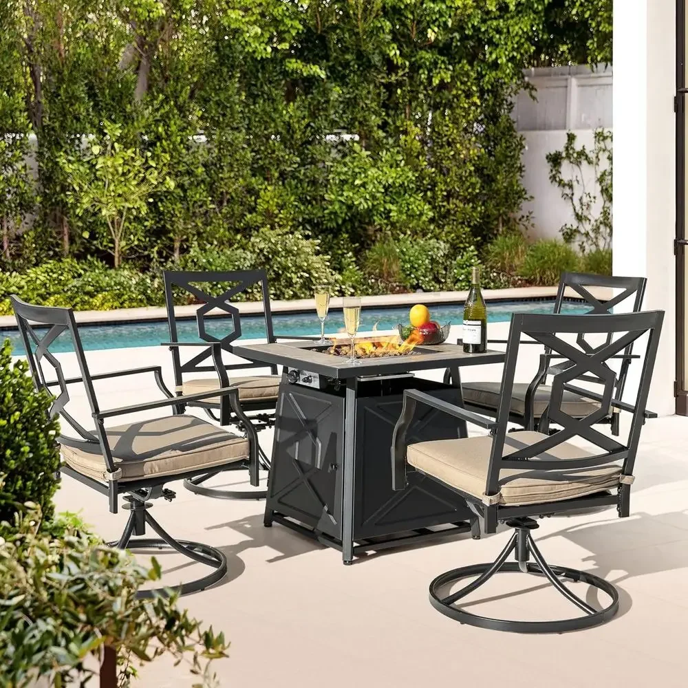 5-teiliges Gartenmöbel-Set mit – Outdoor Furniture With Fire Pit Table Bewertung und Preis