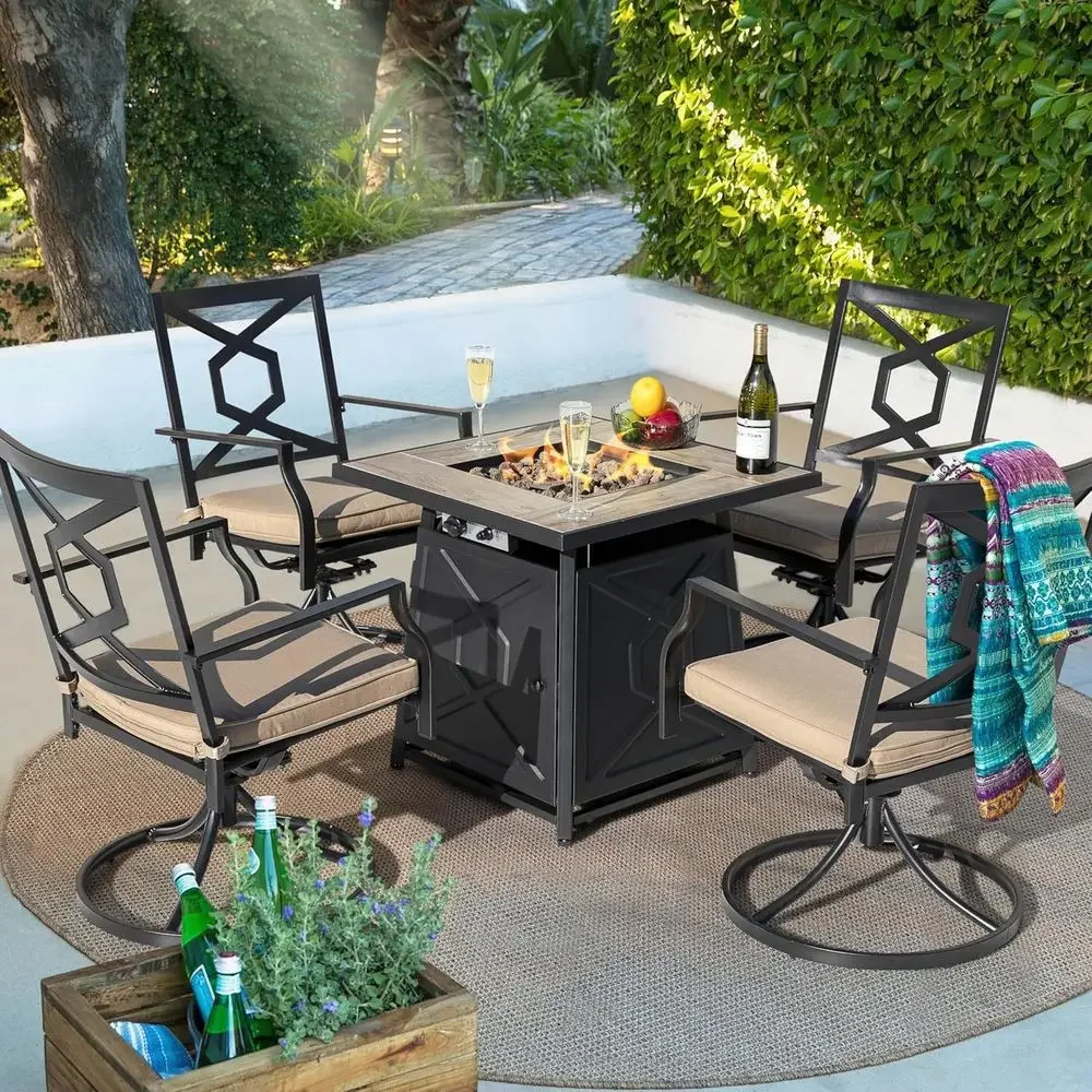 5-teiliges Gartenmöbel-Set mit – Outdoor Furniture With Fire Pit Table Bewertung und Preis