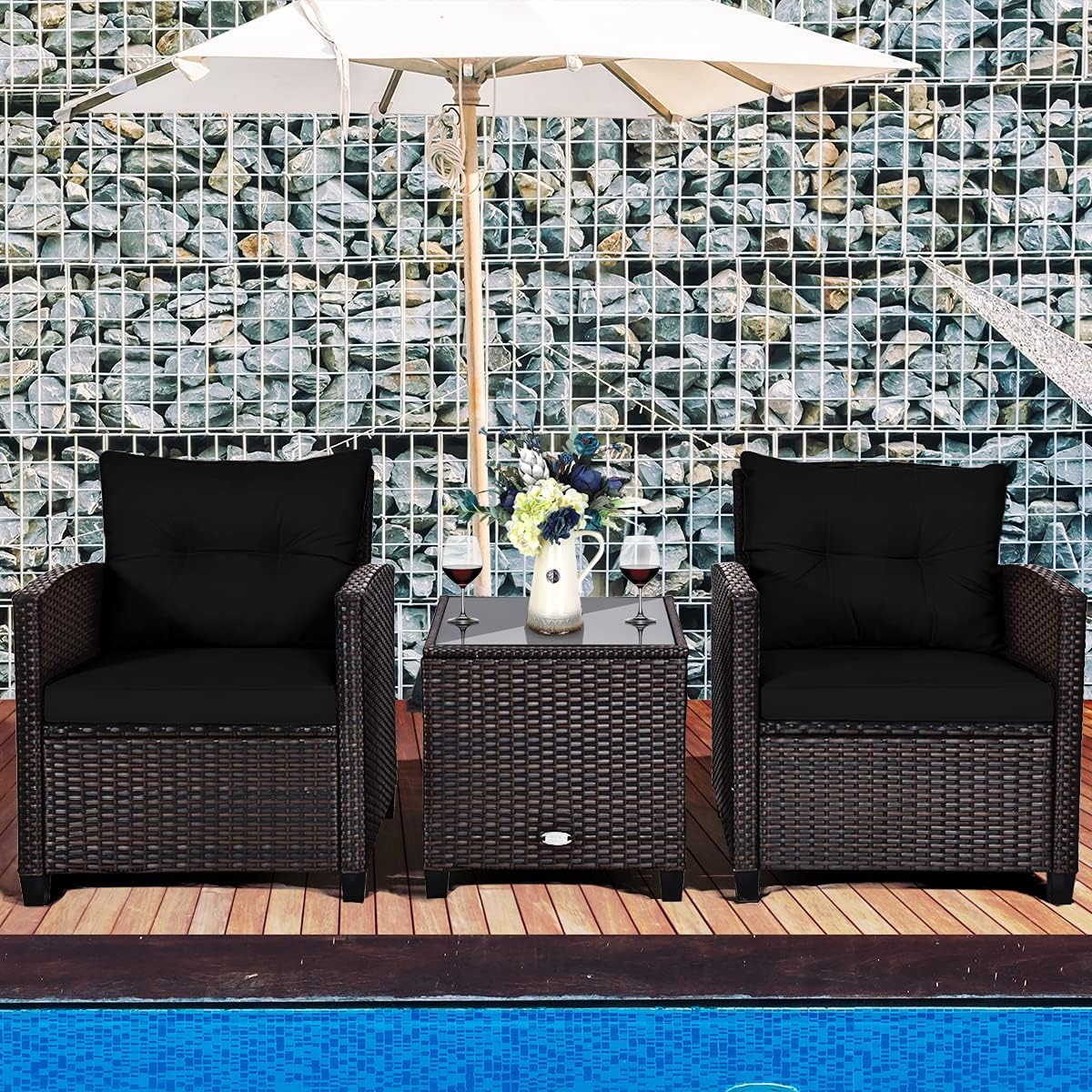 3-teiliges Terrassenmöbel-Set, – Outdoor Furniture Rattan Bewertung und Preis